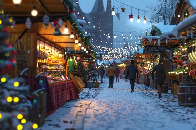 Photo les marchés de vacances festifs sont pleins d'acheteurs