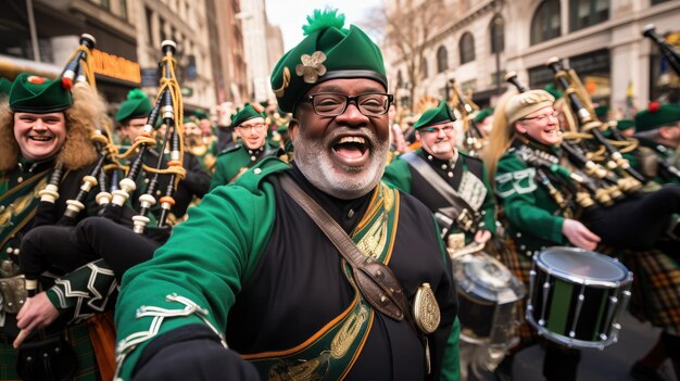 Photo marchez au rythme irlandais capturez l'esprit du défilé de la saint-patrick