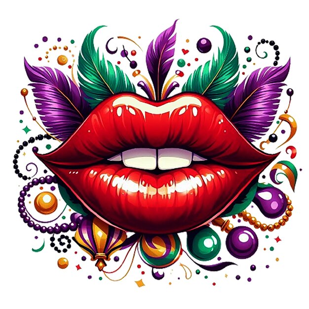 Mardi Gras Lips clipart génératif ai