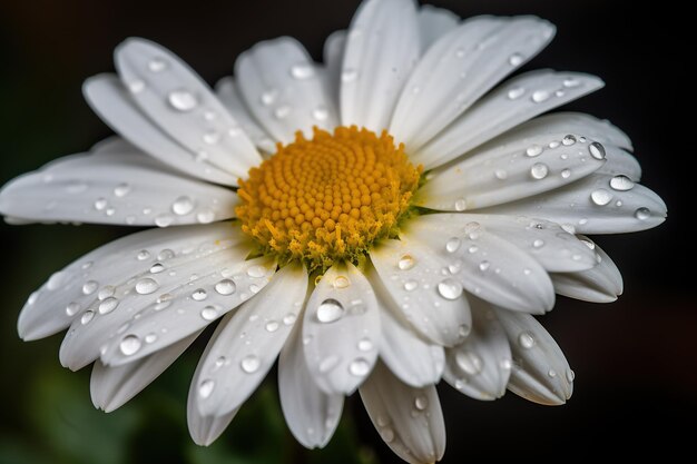 Une marguerite blanche avec des gouttelettes d'eau dessus