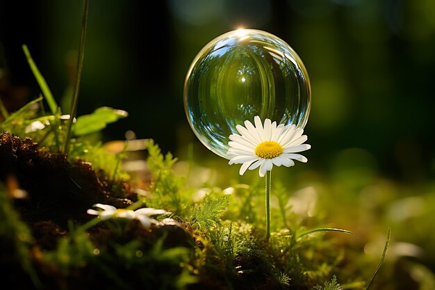 Marguerite avec une bulle d'air