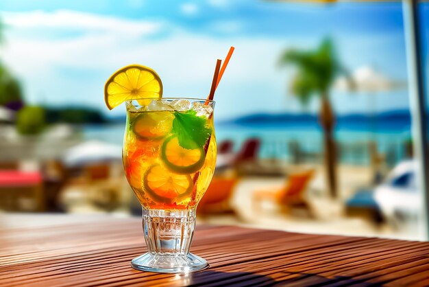 Marguerite avec cocktail avec le fond de la mer Ai généré