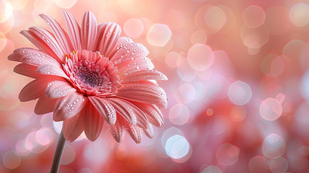 Une marguerite gerbera vibrante au centre d'une toile de fond éclairée par un bokeh serein