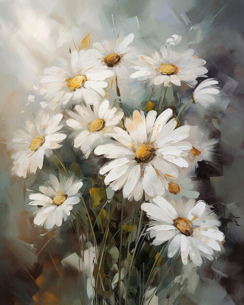 Marguerites blanches sur fond texturé Peinture numérique