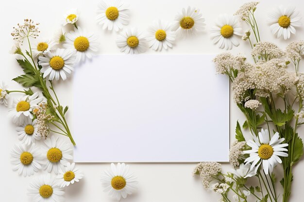 marguerites avec champ d'écriture sur fond blanc