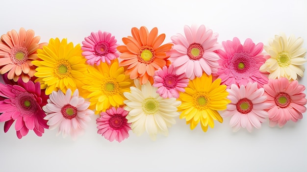 Des marguerites colorées comme cadre frontière isolée