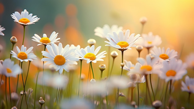 Des marguerites à fond flou