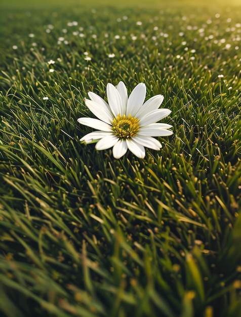 Des marguerites sur l'herbe verte