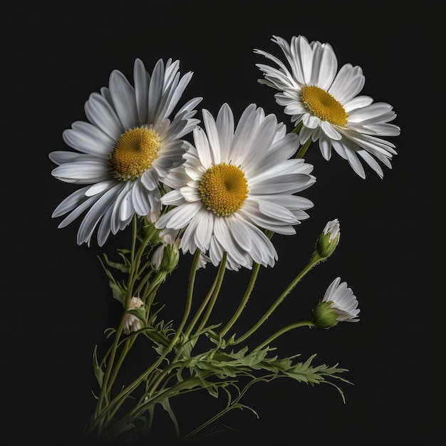 Marguerites isolées sur fond gris thème printemps