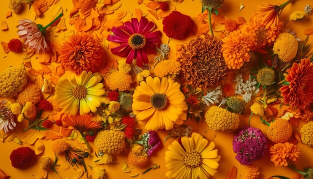 Des marguerites multicolores fleurissent ajoutant de la fraîcheur à la nature générée par l'IA