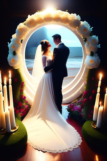 Mariage fantastique et romantique, mariage de rêve, vœux Les portes nacrées du paradis