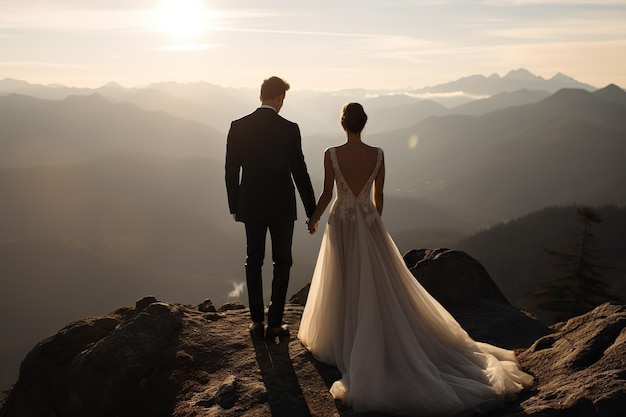 mariage moderne à la montagne