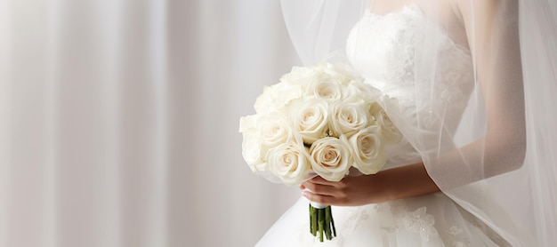 La mariée avec un bouquet AI générative