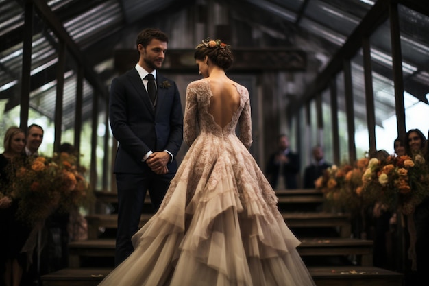 la mariée et le marié lors de leur cérémonie de mariage