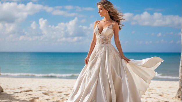 Photo la mariée portait une robe blanche pendant le mariage