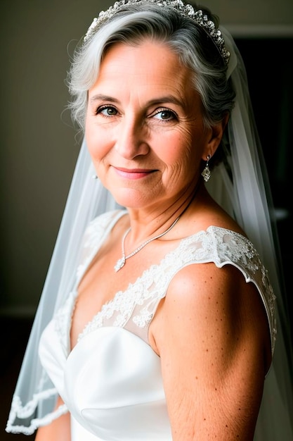 Une mariée pose pour un portrait