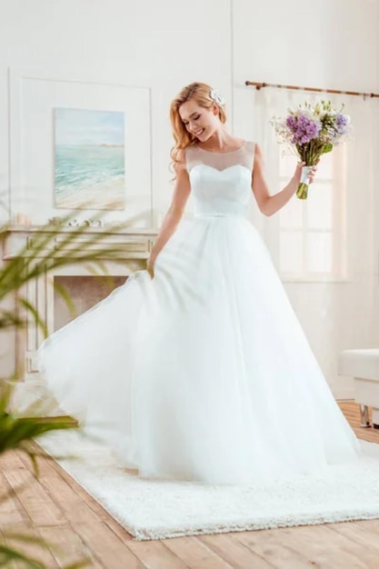 La mariée en robe de mariée