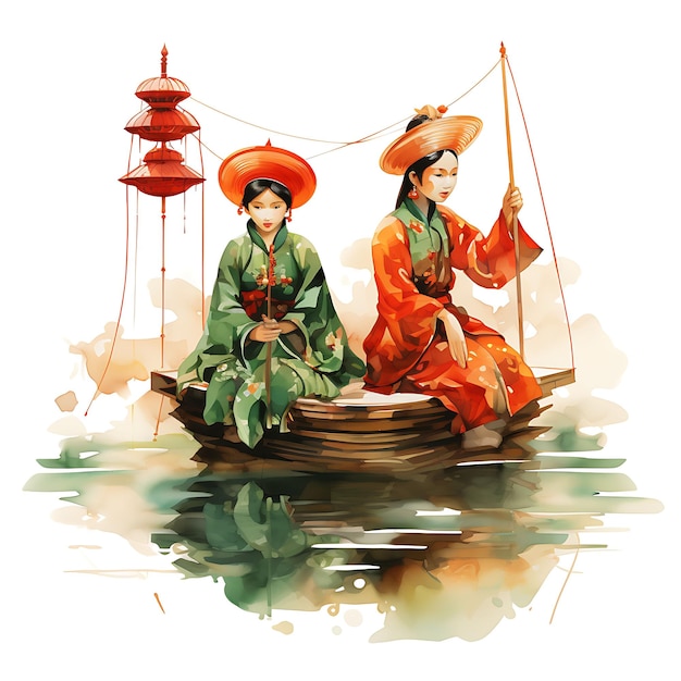 Photo la marionnette d'eau roi nuoc vietnamienne colorée vert vif et rouge lacquecreative idées de conception de conception