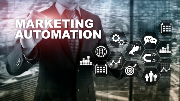 Marketing Automation Logiciel Technologie Système de processus Internet Concept d'affaires Des médias mixtes sont à l'origine