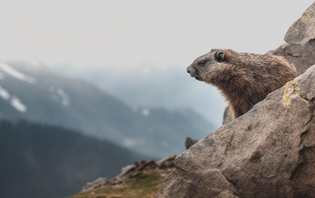 Photo une marmotte à la recherche d'un rocher