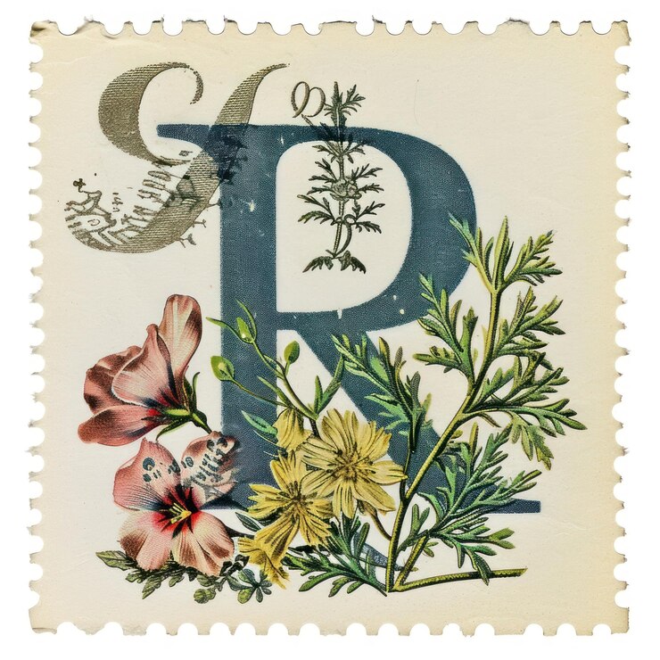 Photo marque postale vintage à l'alphabet r