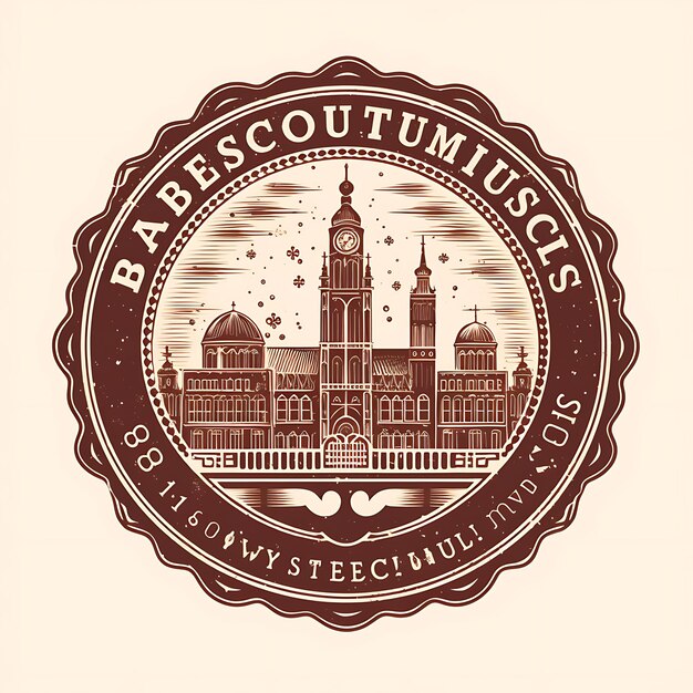 Marque de la ville de Bruxelles avec monochrome chocolat brun couleur atomium griffon clipart art de T-shirt