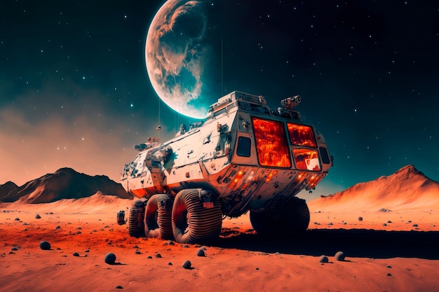 Mars explore le rover de missionColony made on Mars concept Generative AI