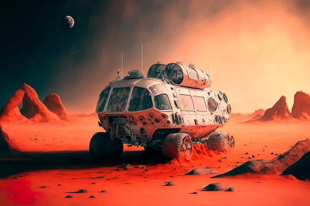 Mars explore le rover de missionColony made on Mars concept Generative AI