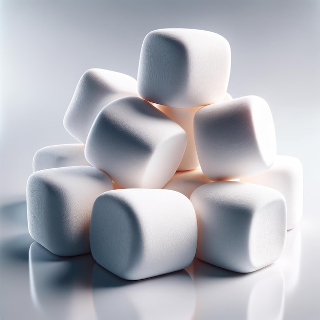 marshmallows isolés sur un fond blanc