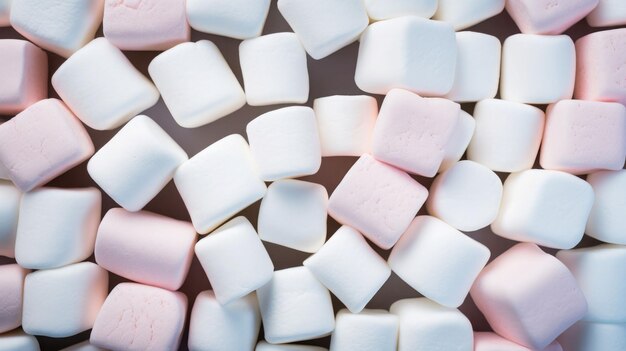 Des marshmallows moelleux en arrière-plan Des bonbons de nourriture douce Illustration générative d'IA