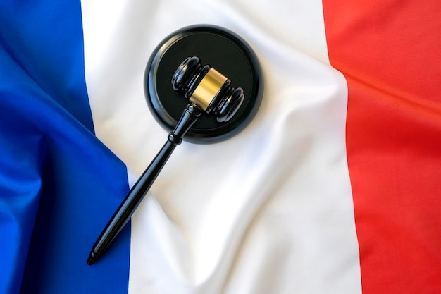 Marteau judiciaire sur le concept du drapeau de la France picturex9