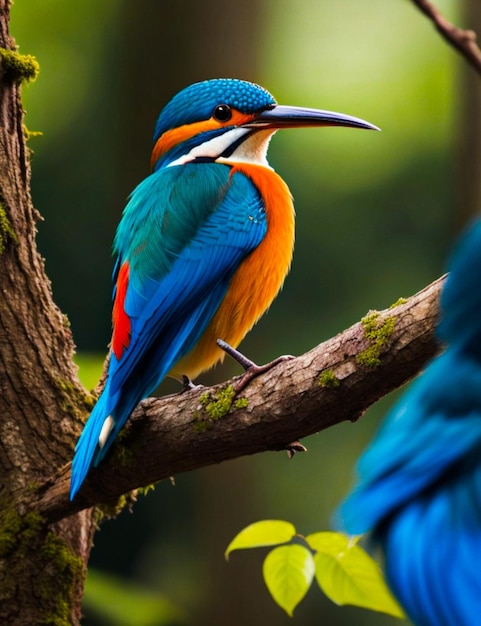 Un martin pêcheur coloré est assis sur une branche de la forêt.