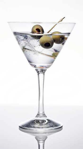 Un martini aux olives dans un verre à martini IA générative