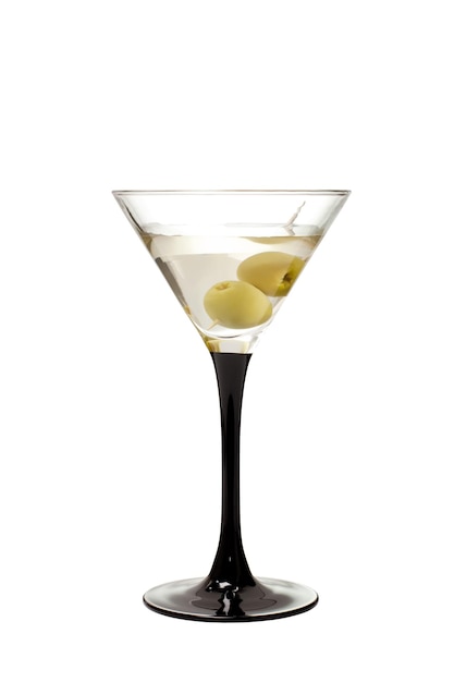 Martini aux olives sur fond blanc