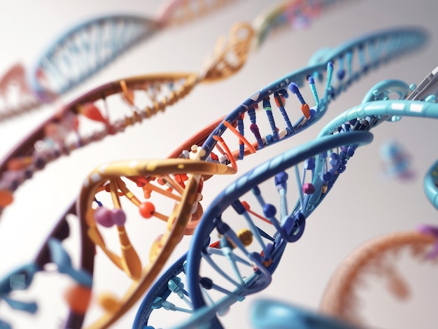 Photo marvel génétique rendering 3d des chromosomes de l'adn les gènes et l'héritage