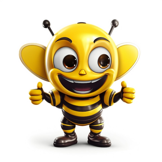 La mascotte de l'abeille est un smiley sur fond blanc.