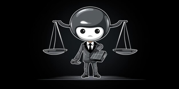 Mascotte d'avocat pour un dessin au trait de logo d'entreprise Generative AI