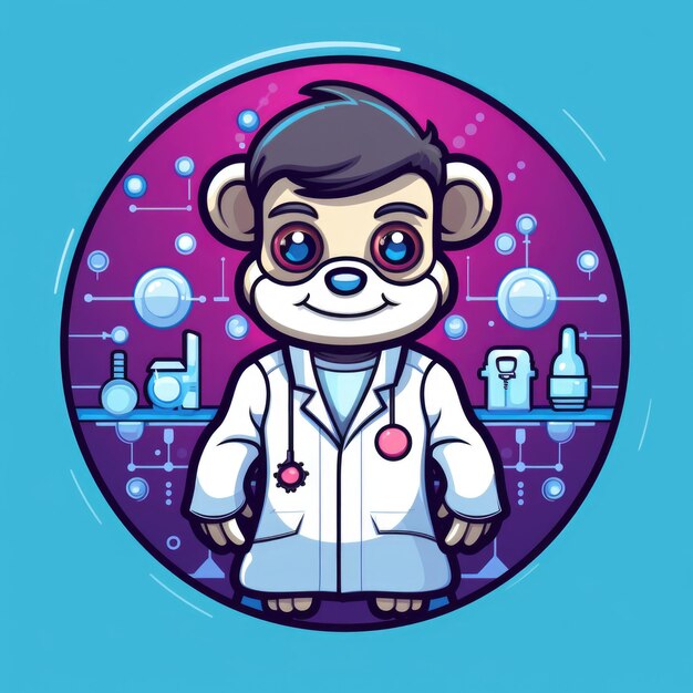 Photo mascotte de bioinformaticien pour un logo d'entreprise generative ai