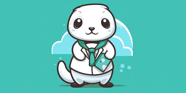 Mascotte de biologiste pour une ligne d'art du logo d'une entreprise AI générative