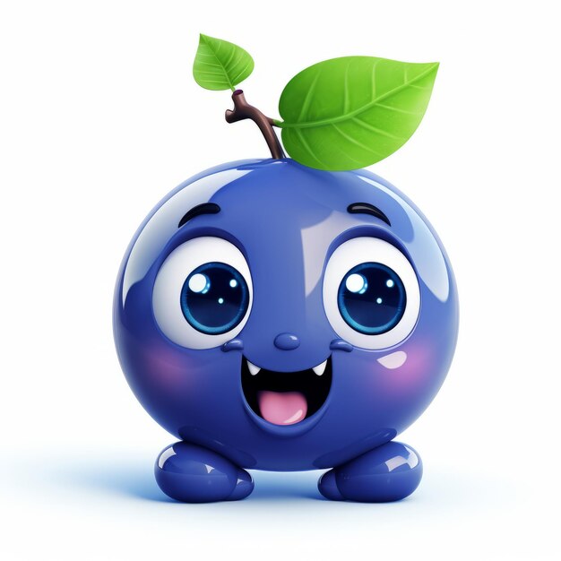 La mascotte du dessin animé Happy Blueberry