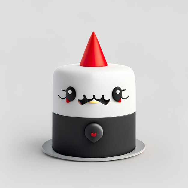 Mascotte de gâteau d'anniversaire minimaliste Generative AI