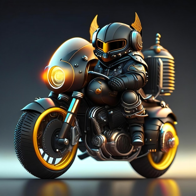 Mascotte de motard sur moto futuriste Generative AI