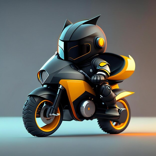 Mascotte de motard sur moto futuriste Generative AI