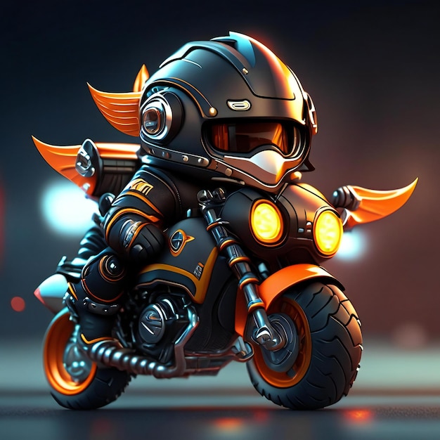 Mascotte de motard sur moto futuriste Generative AI