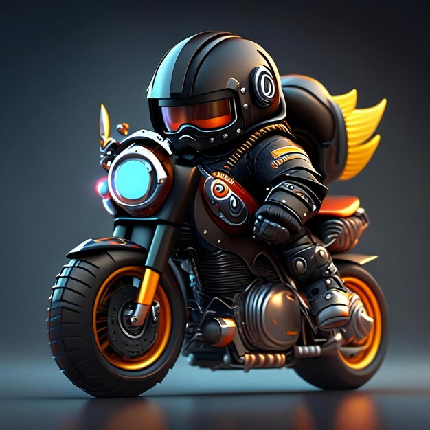 Mascotte de motard sur moto futuriste Generative AI