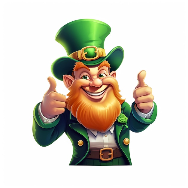 Une mascotte de personnage de dessin animé Leprechaun St Patricks Day donnant un coup de pouce