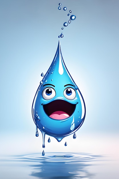 Photo mascotte de personnage émotionnel heureuse goutte d'eau