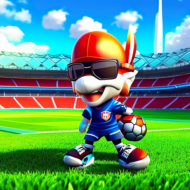 Photo mascotte de personnage de football en 3d ai générative