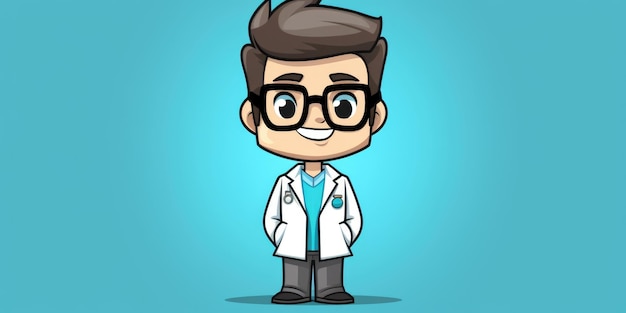 Mascotte de pharmacien pour une ligne d'art du logo d'une entreprise AI générative