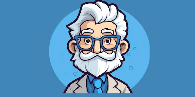 Mascotte de professeur pour un dessin au trait de logo d'entreprise Generative AI